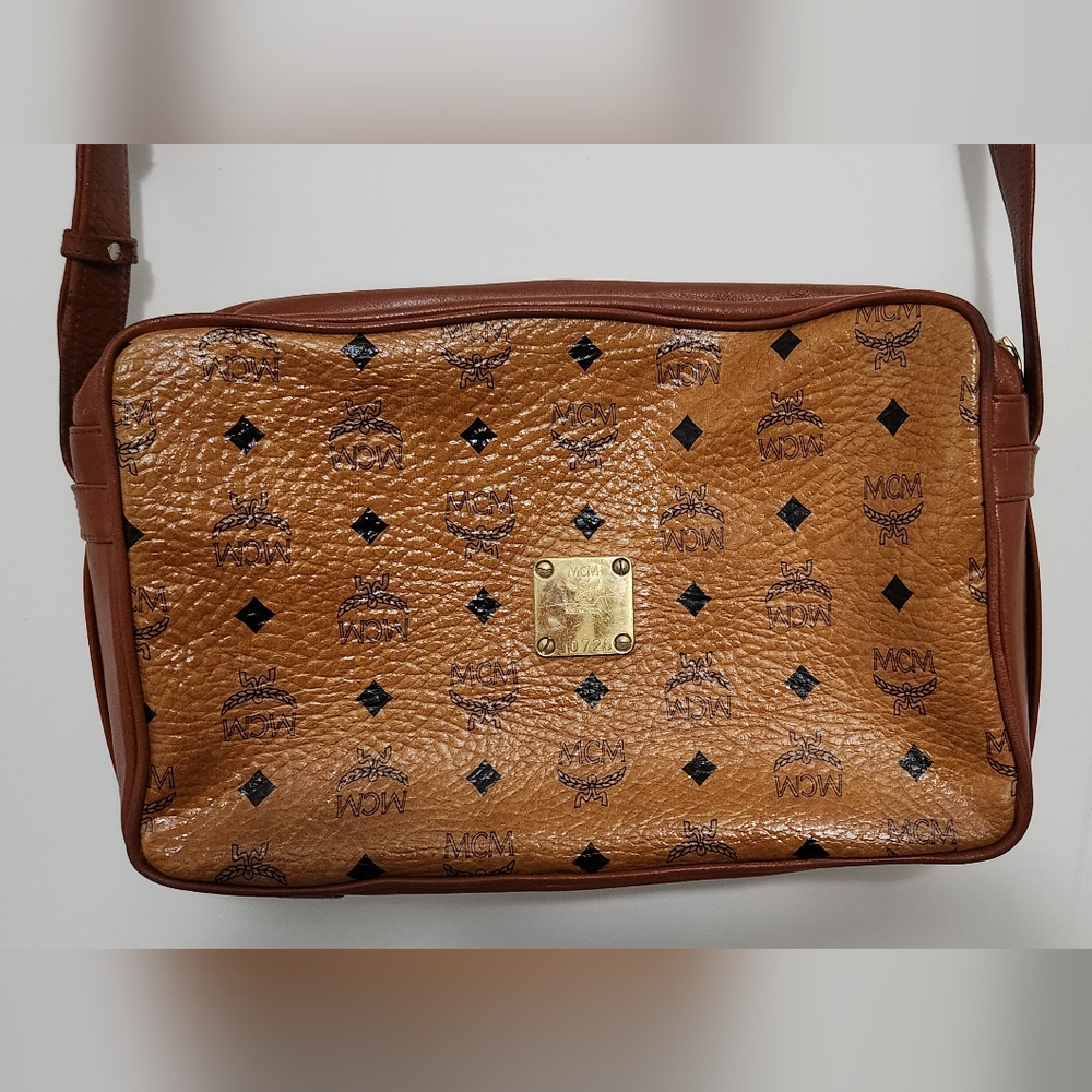 MCM Cognac Visetos Crossbody With Leather Interior - Vintage & Handmade - Picture 2 of 11